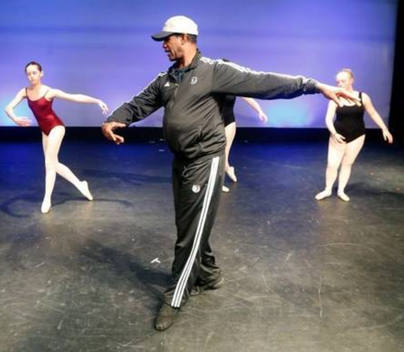 Mel Tomlinson teaching a class at his old middle school in North Carolina.